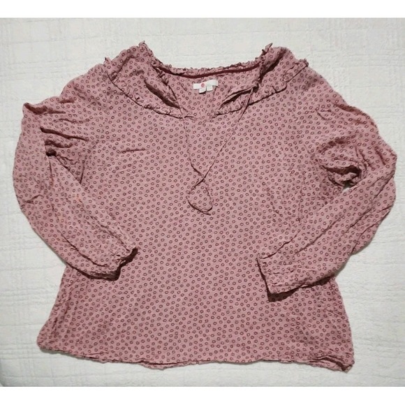 Boden Tops - Boden Blouse Top Peasant Boho Ditsy Floral Ruffle Tassle-Tie Pink Size 18 V Neck